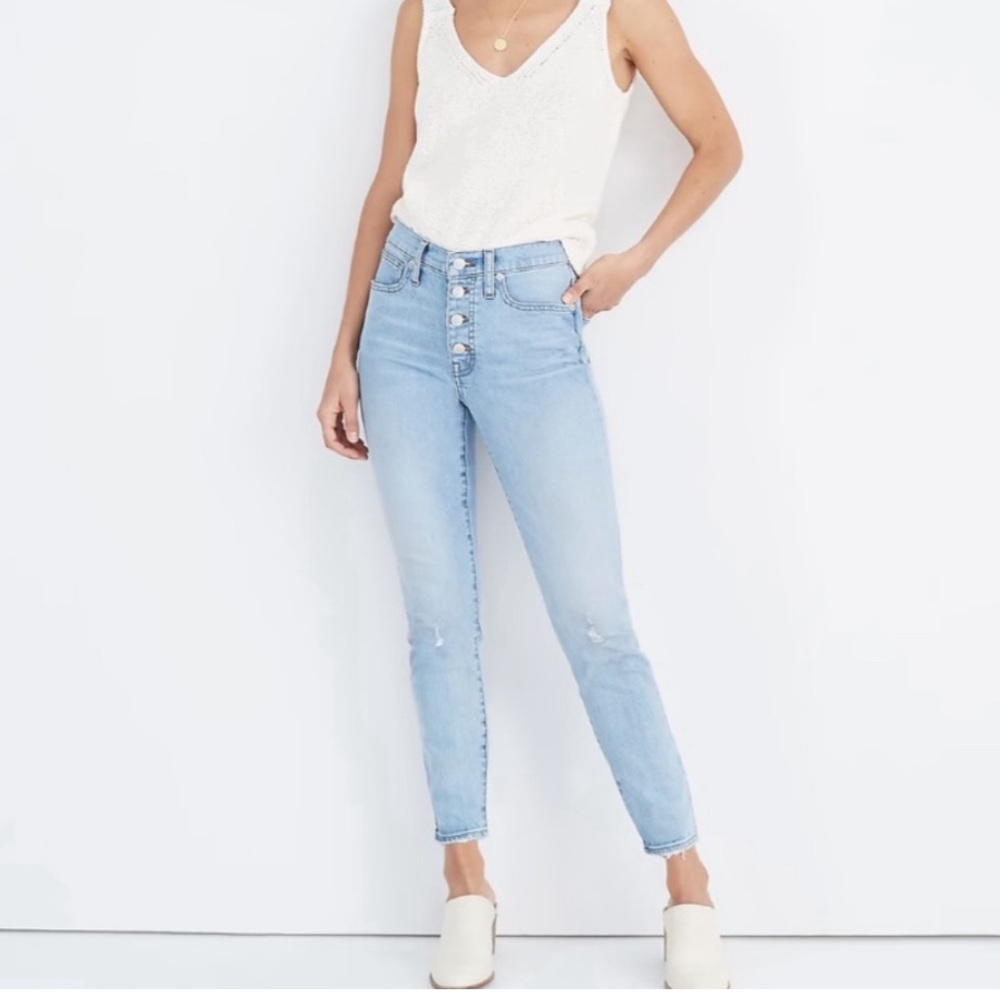 Madewell Mid-Rise Skinny Crop Button-Front Jeans, 27